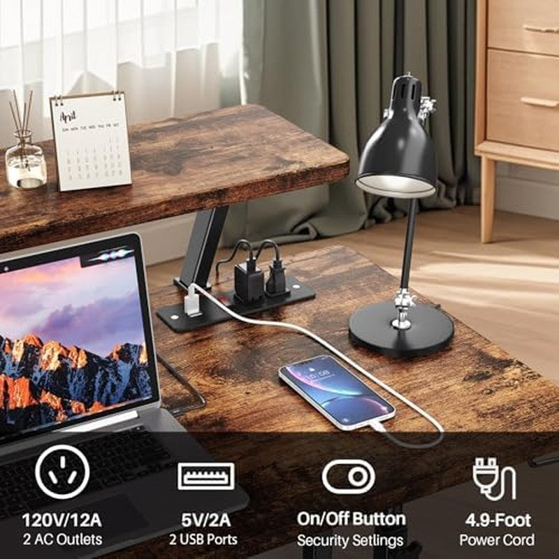 Adjustable Height Standing Desk with Power (Retro  Retro Brown - color detail