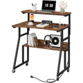 Rolling Computer Desk with Charging Station, 31.5   - front view