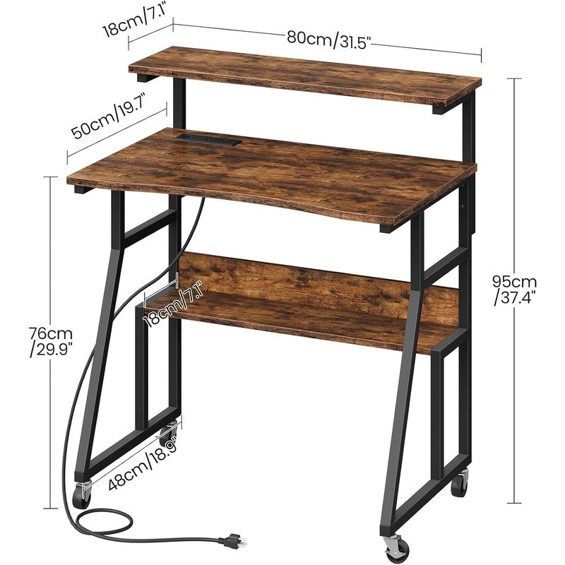 Rolling Computer Desk with Charging Station, 31.5   - fabric and fit