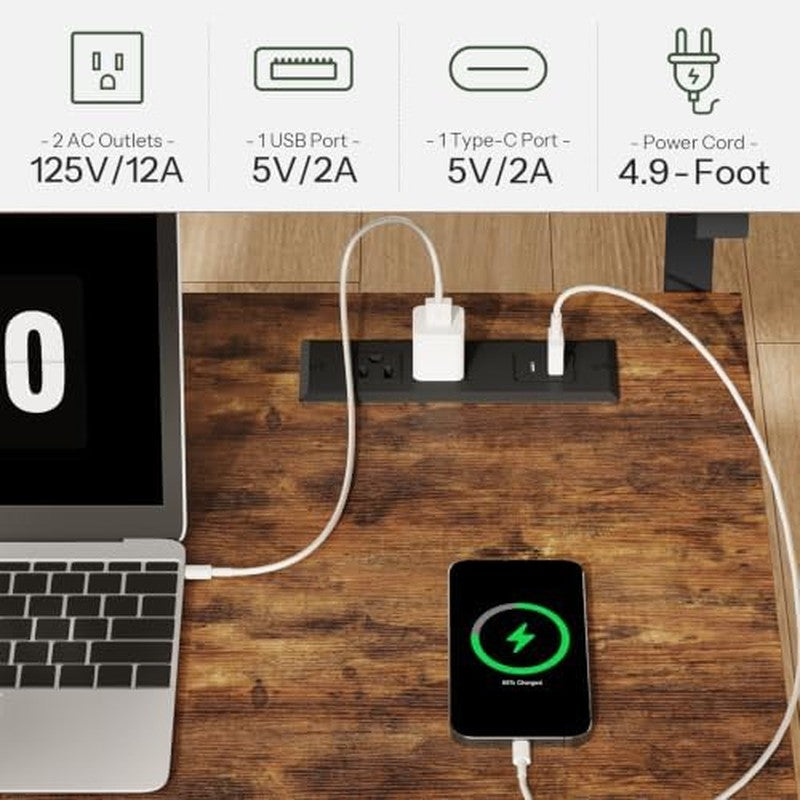 Rolling Computer Desk with Charging Station, 31.5   - color detail